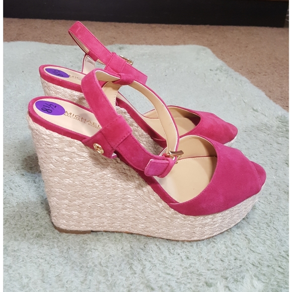 Michael Kors Shoes - Michael Kors Carlyn Wedge Sandals Suede Re…